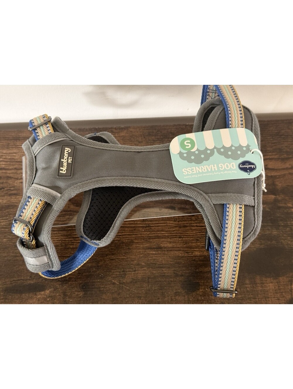 Blueberry Pet Small Dog Harness Padded Reflective Mesh Gray  Ginger Blue NWT